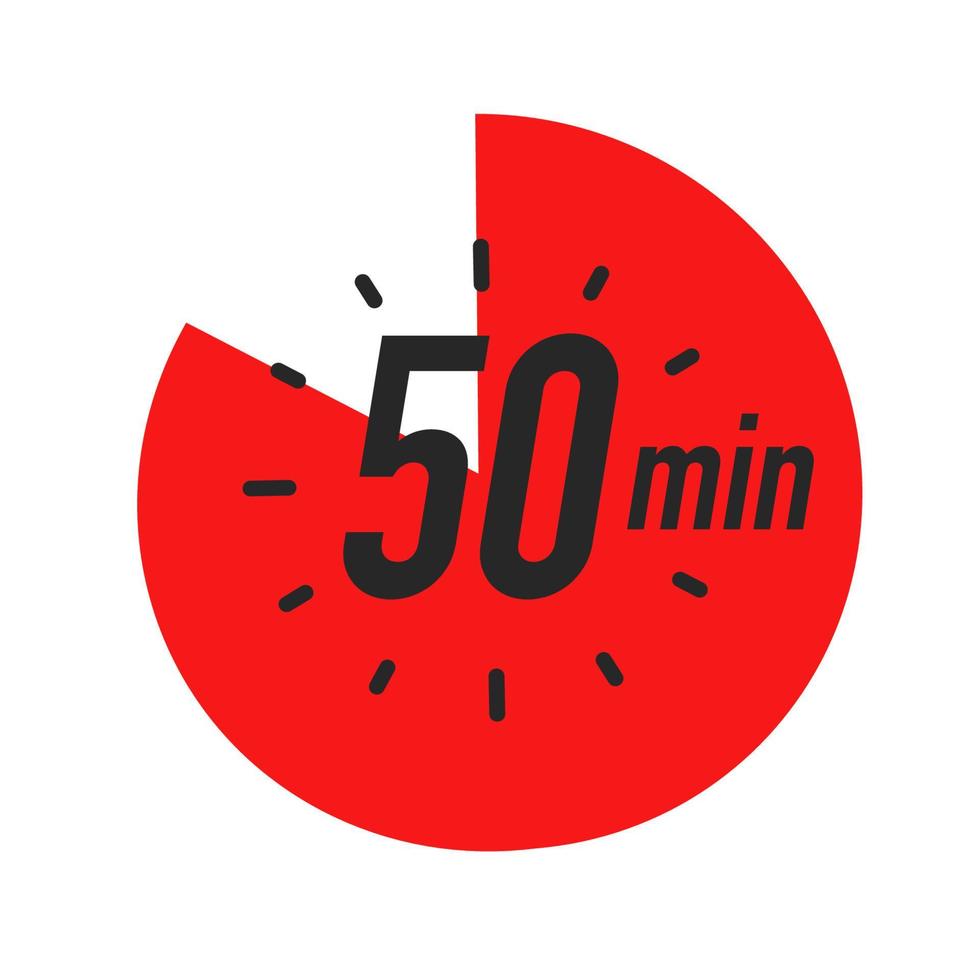 50 minutes timer symbol red color style vector