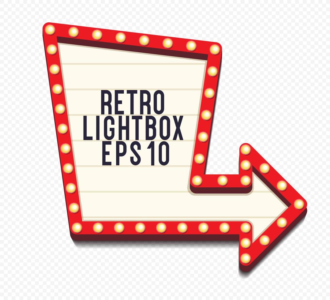 Retro lightbox template with lightbulb realistic style vector