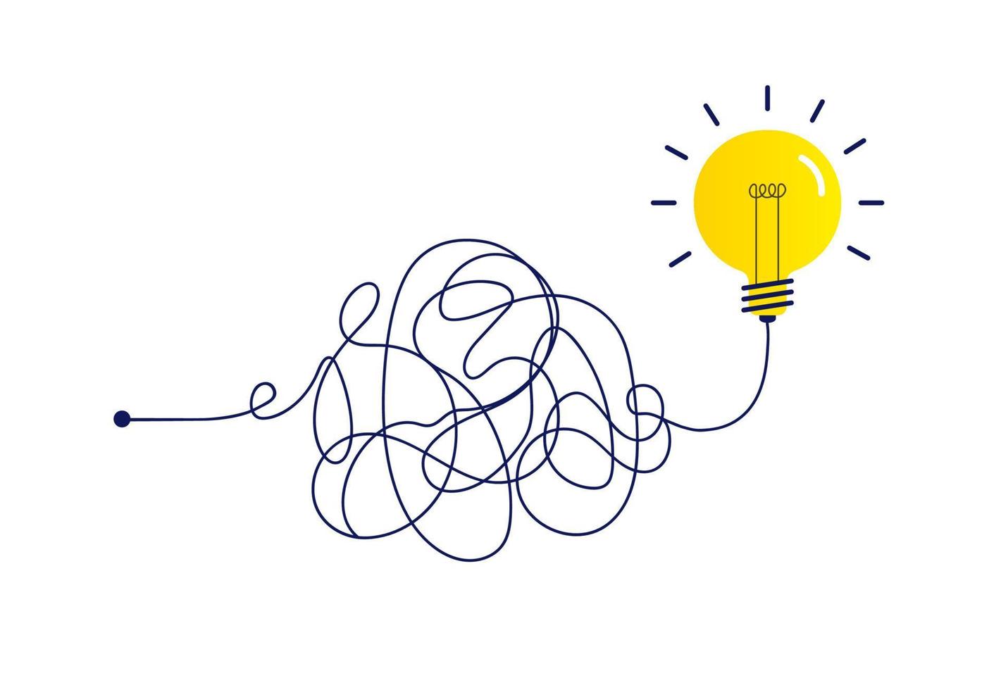 Complex way from start to idea hand draw style vector