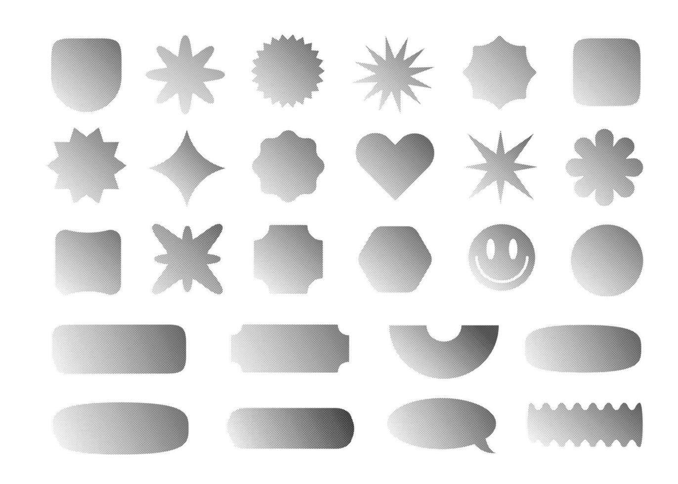 Sticker set retro halftone style vector