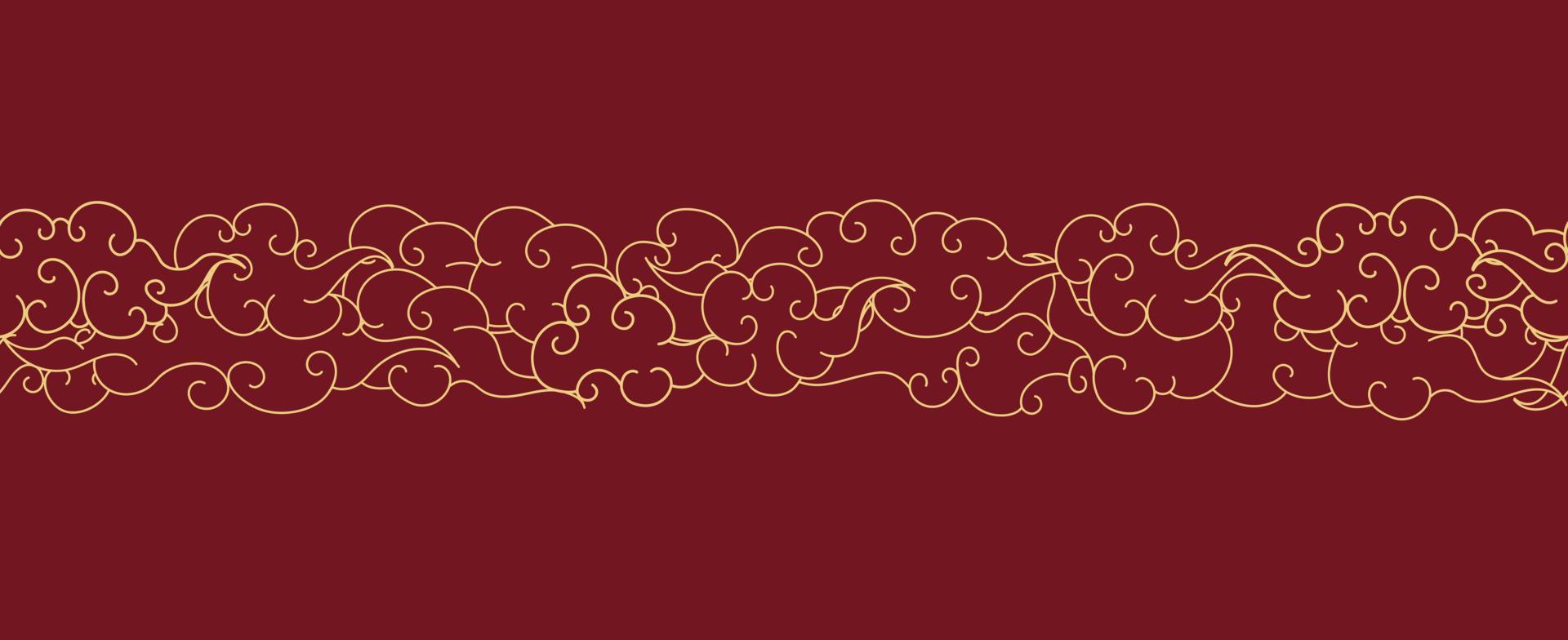 Tibetan sky seamless pattern elegant style red color line vector