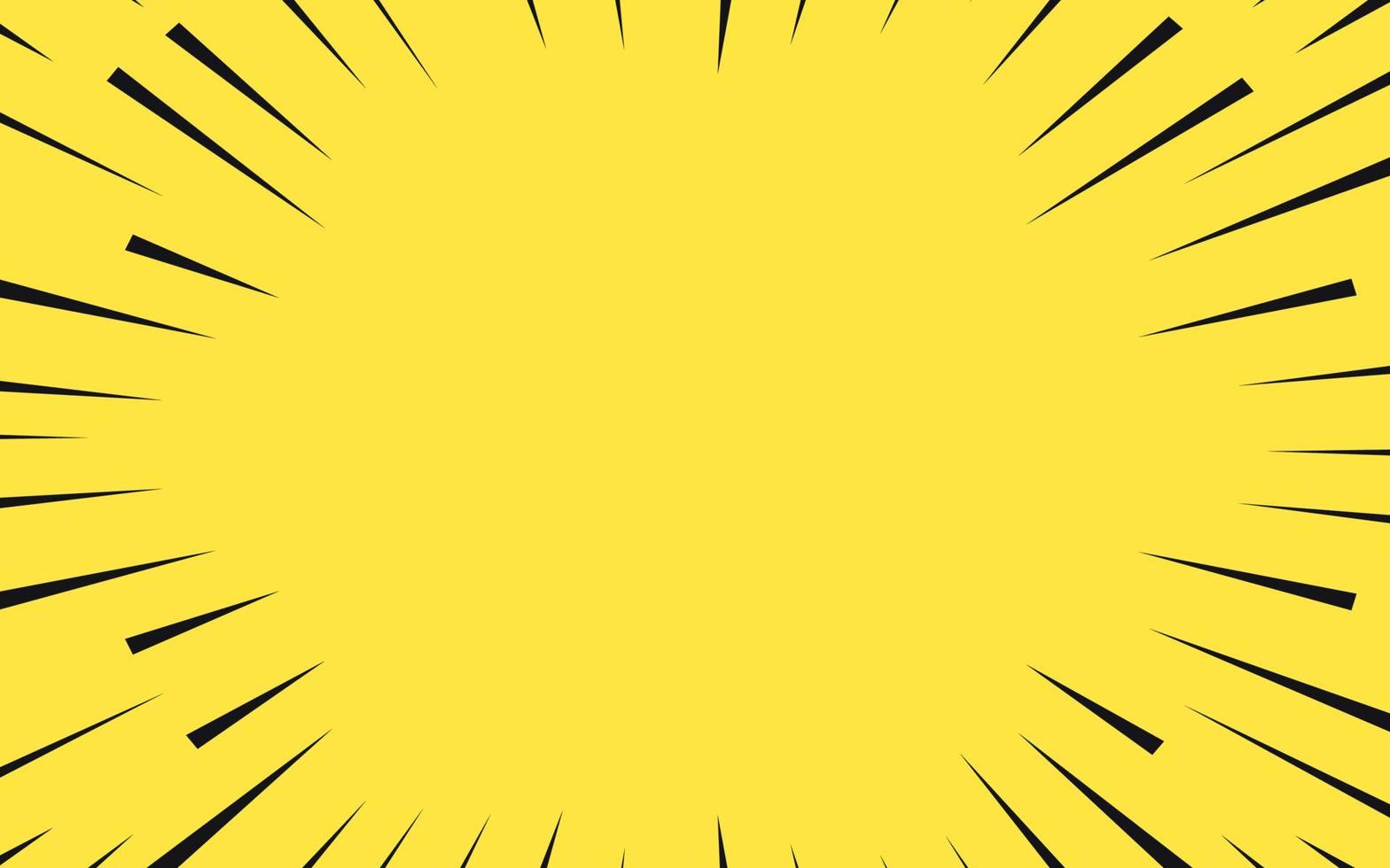 Comic book speed lines on yellow background vector