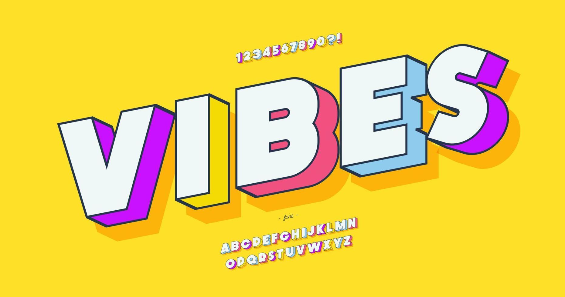 Vector vibes font 3d bold colorful style