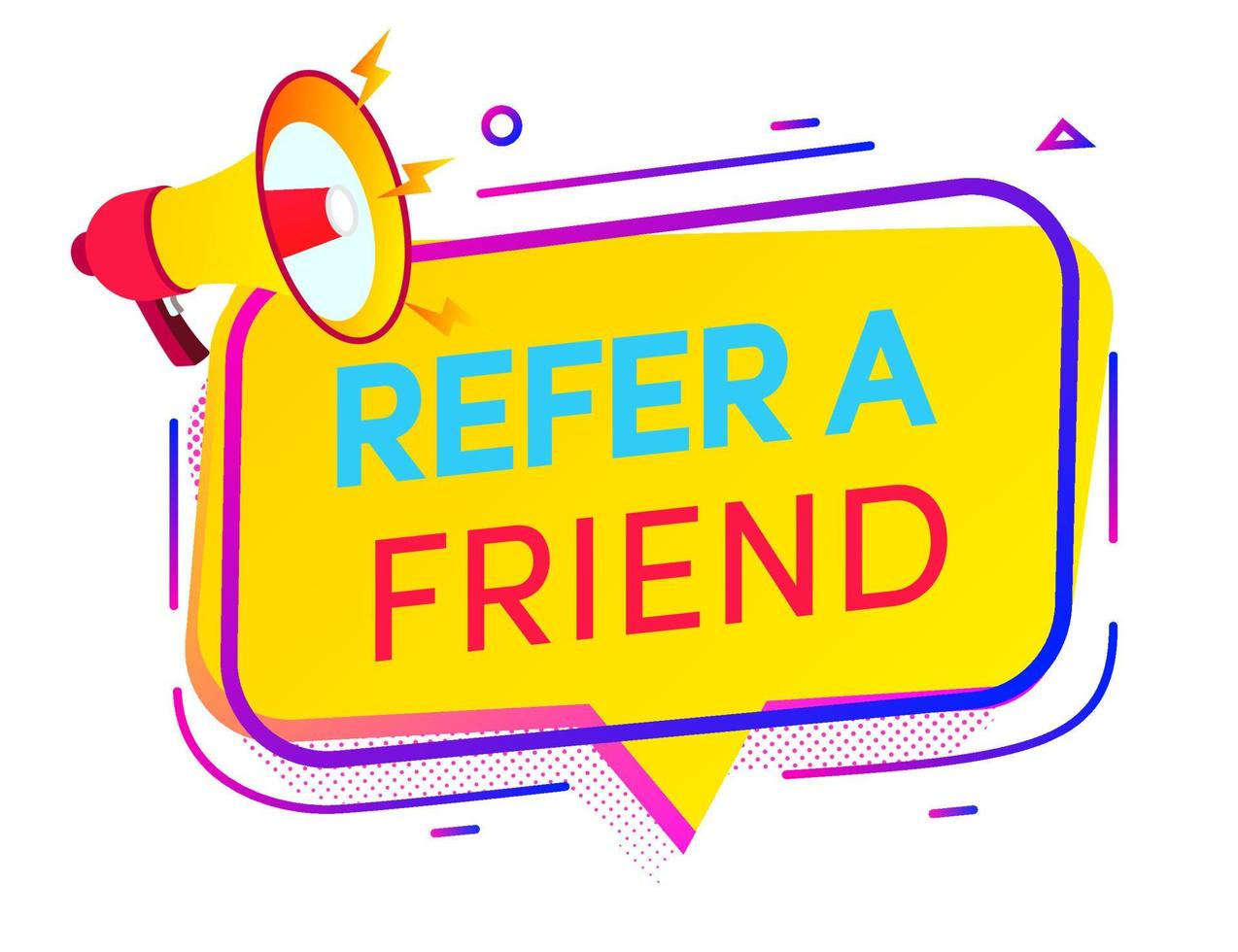 Refer a friend banner with bullhorn vector