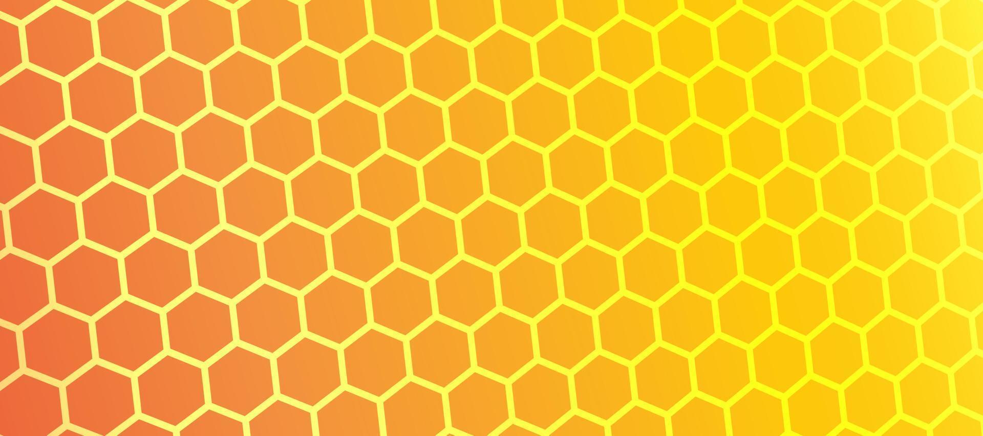 Honeycomb bee technology background bright orange hexagon vector