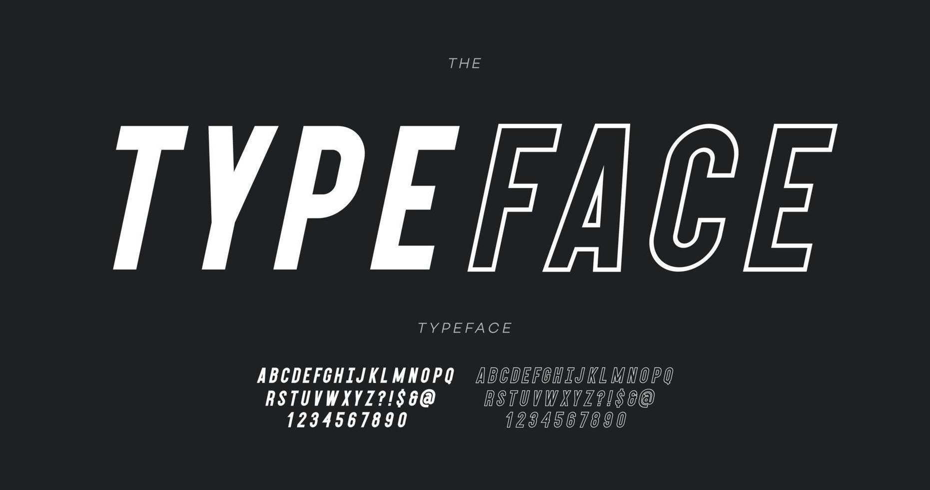 Vector font set bold outline italic style trendy typography