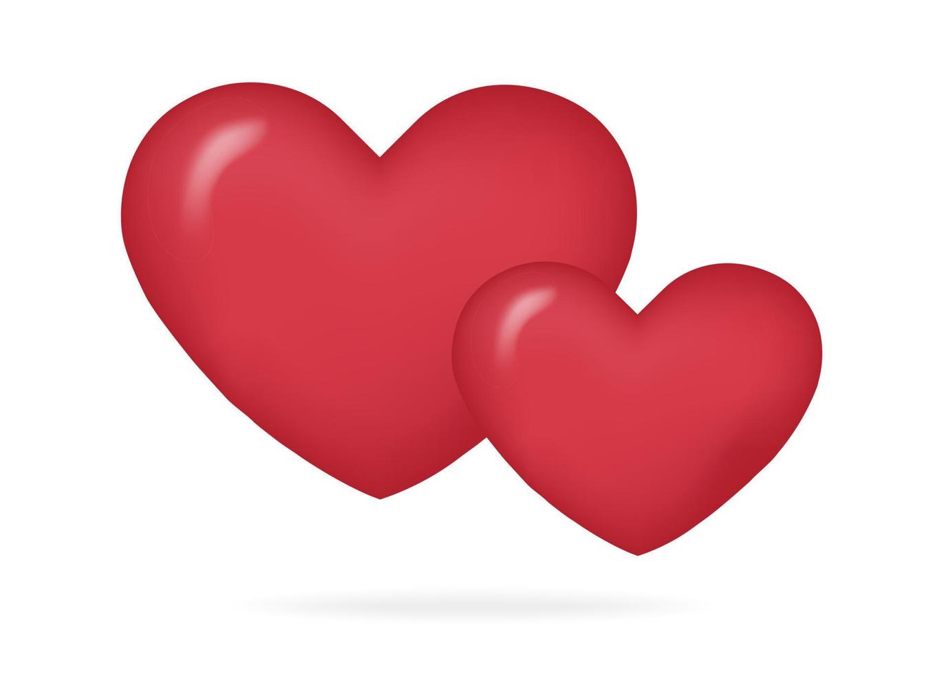 Two heart 3d realistic vector style
