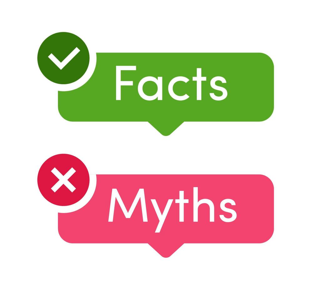 Facts and myths vector icon set