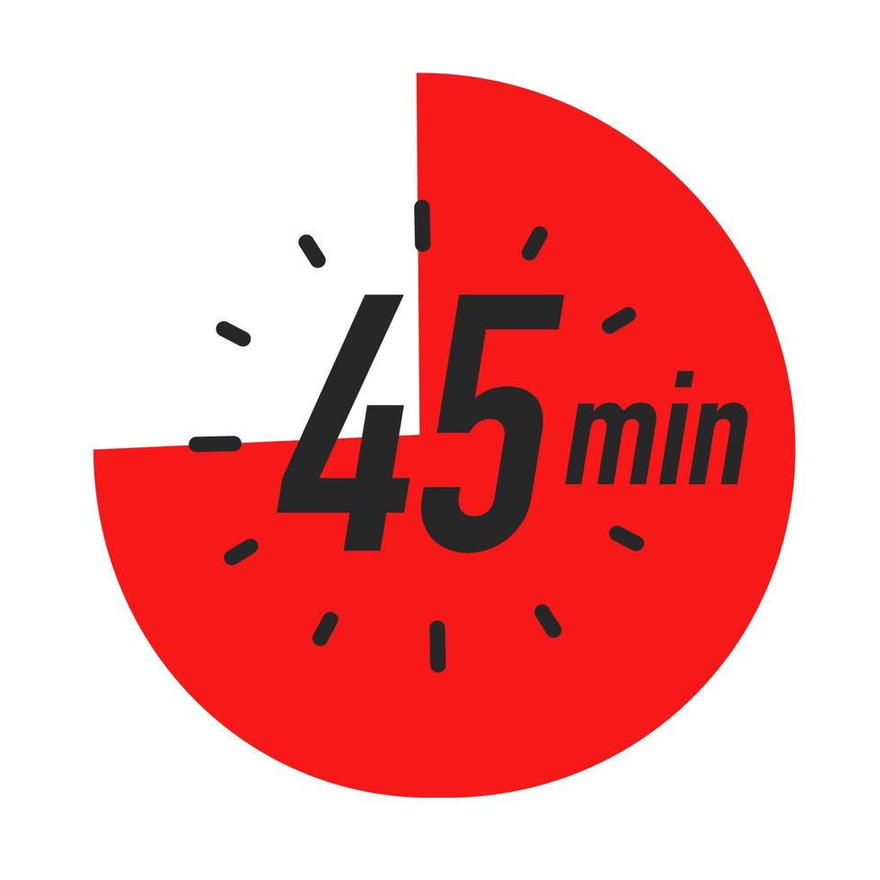símbolo de temporizador de 45 minutos estilo de color rojo vector