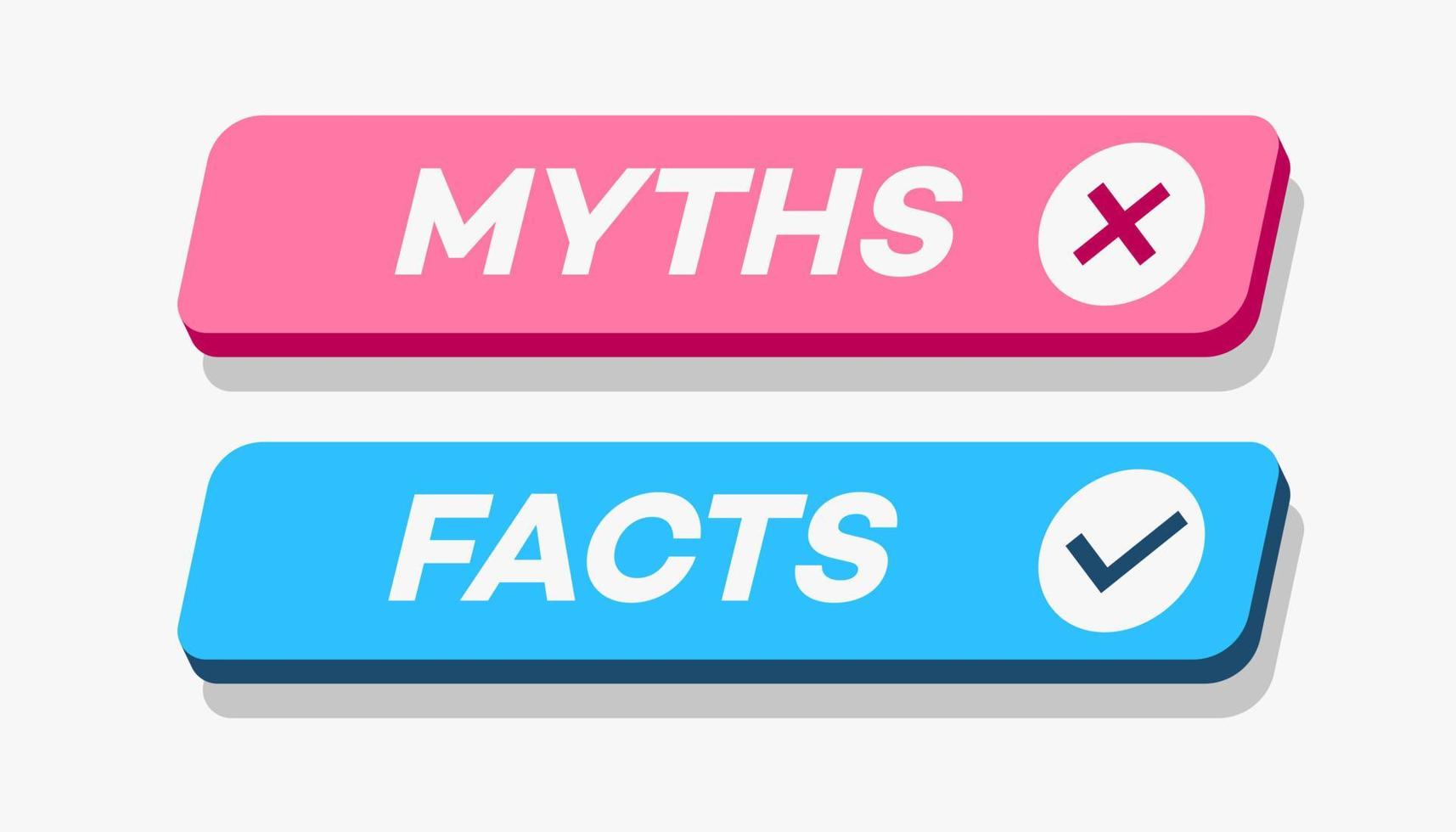 Myths vs facts 3d style isolated on white background vector