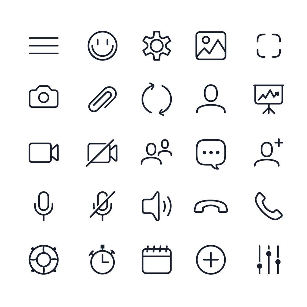 UI icon interface videocall set vector