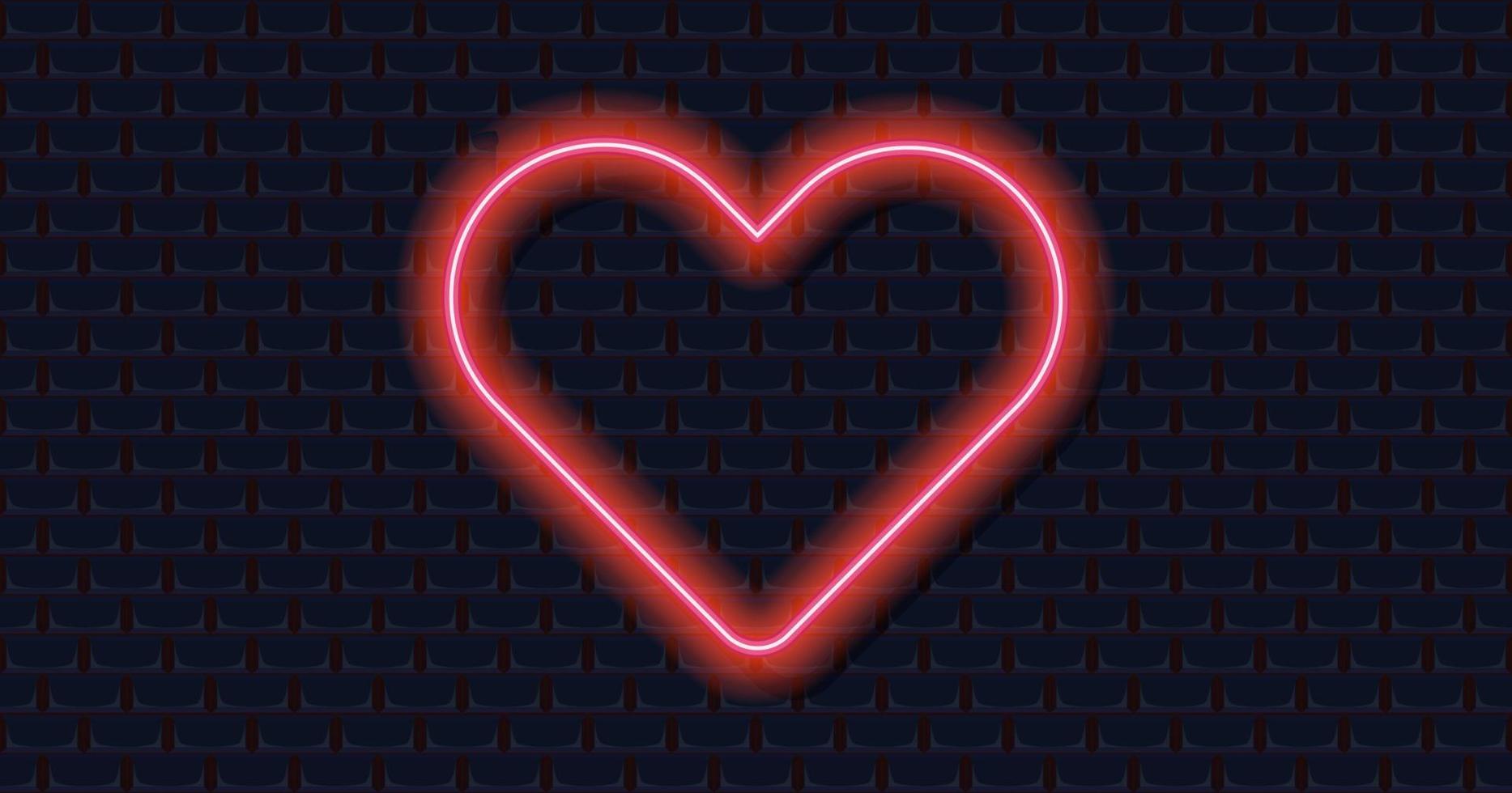 Neon heart vector on dark transparent background