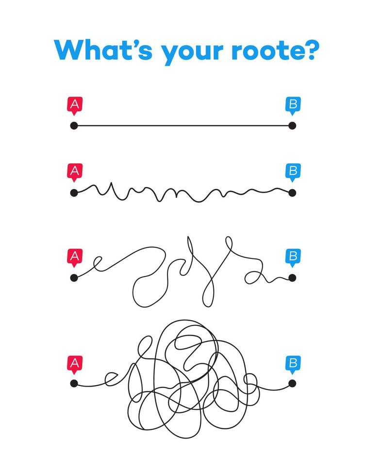 Way from point A to B-straight, easy, simple, chaos vector