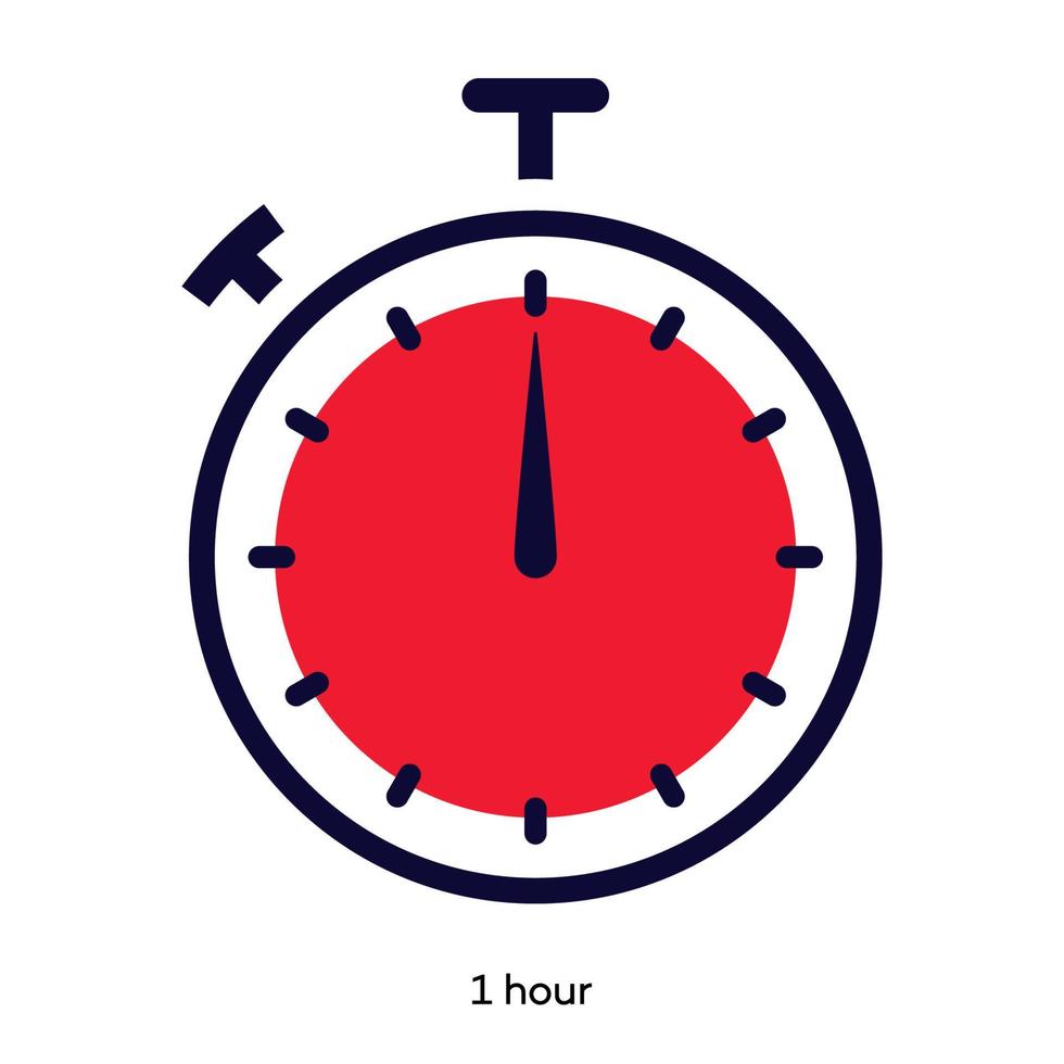 Timer 1 hour symbol color line style vector