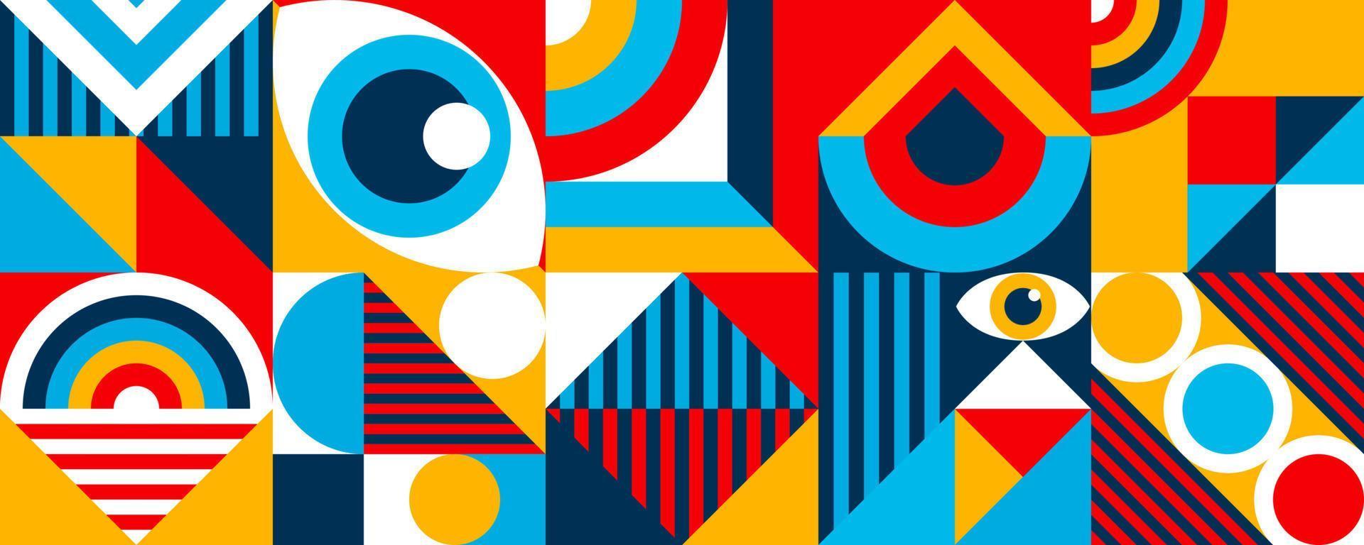 Bauhaus banner minimal 20s geometric style vector