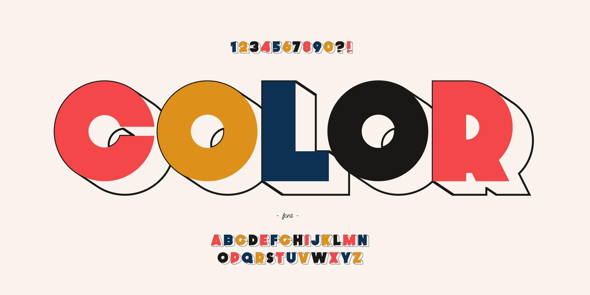 Vector color font 3d style trendy typography