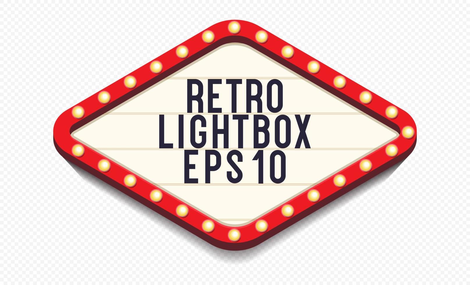 Retro lightbox template with lightbulb realistic style vector