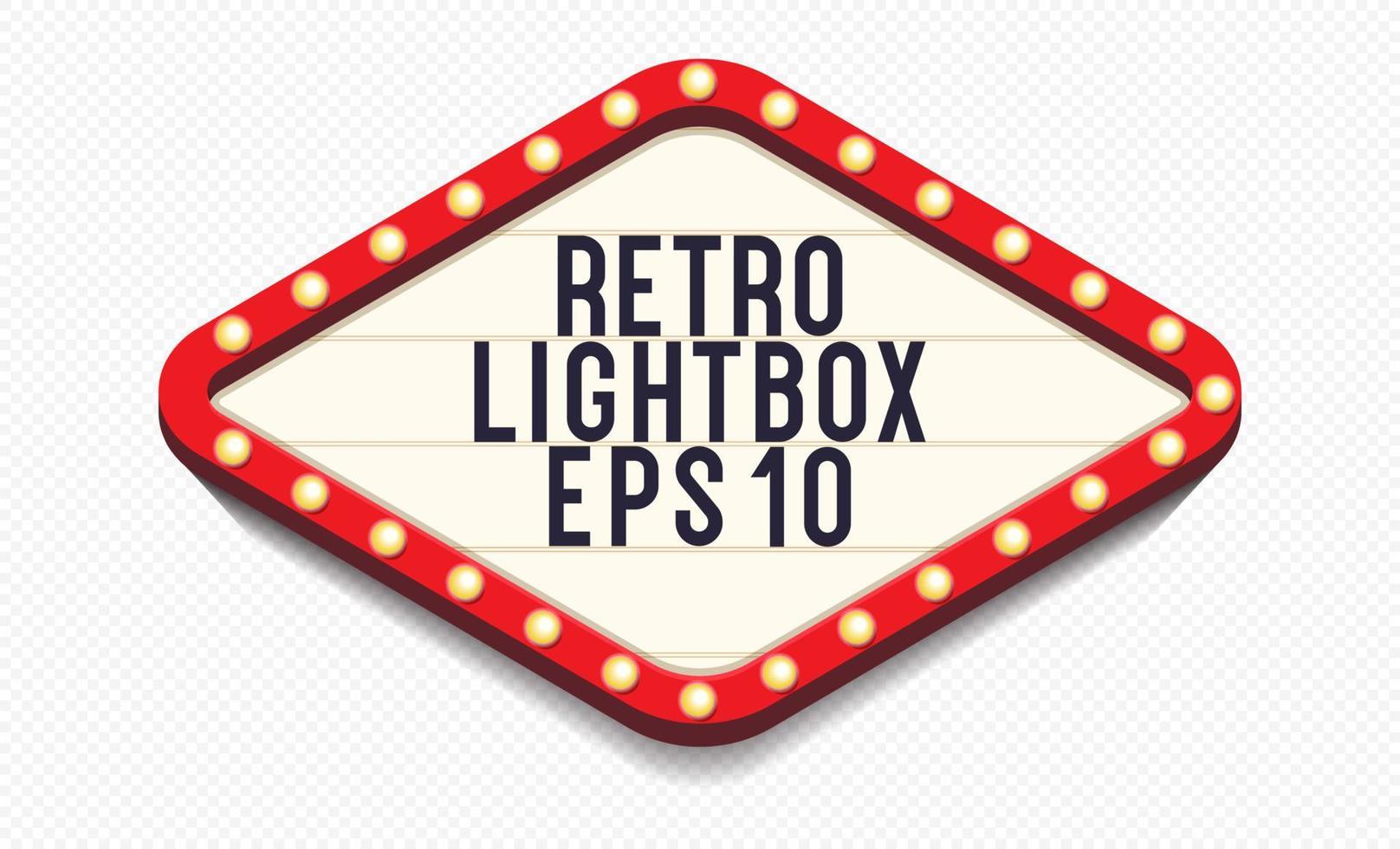 Retro lightbox template with lightbulb realistic style vector