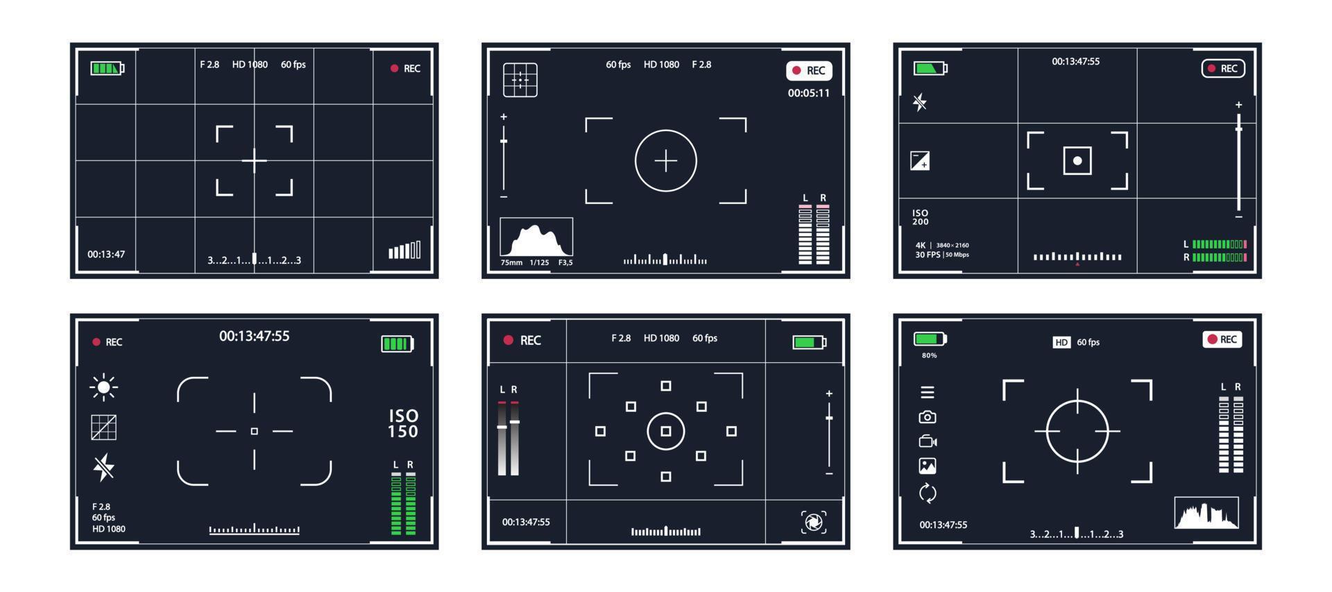 Viewfinder vector template set record frame