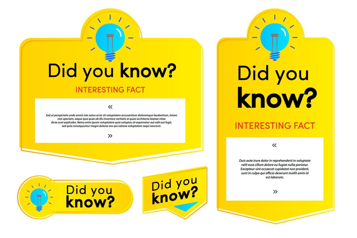 Did you know card and label set vector