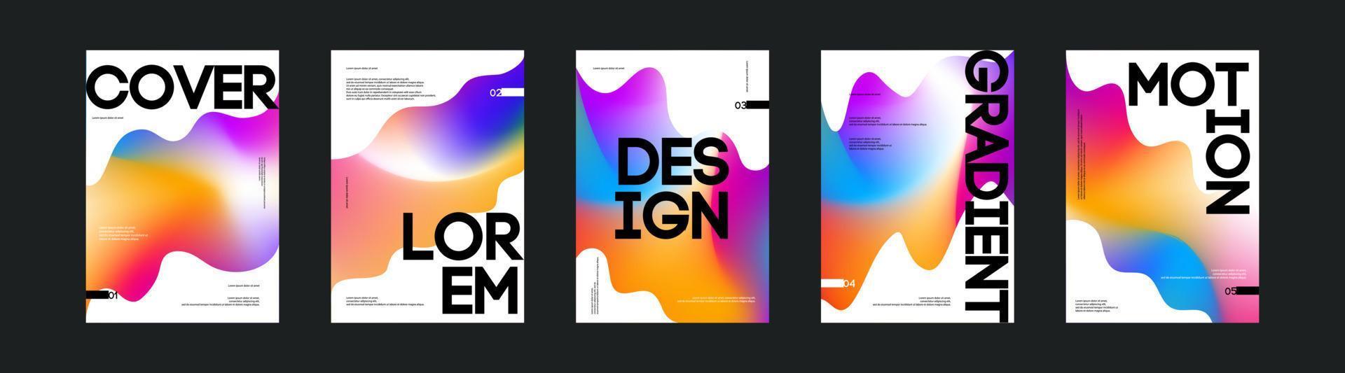 Abstract liquid gradient cover design template set vector