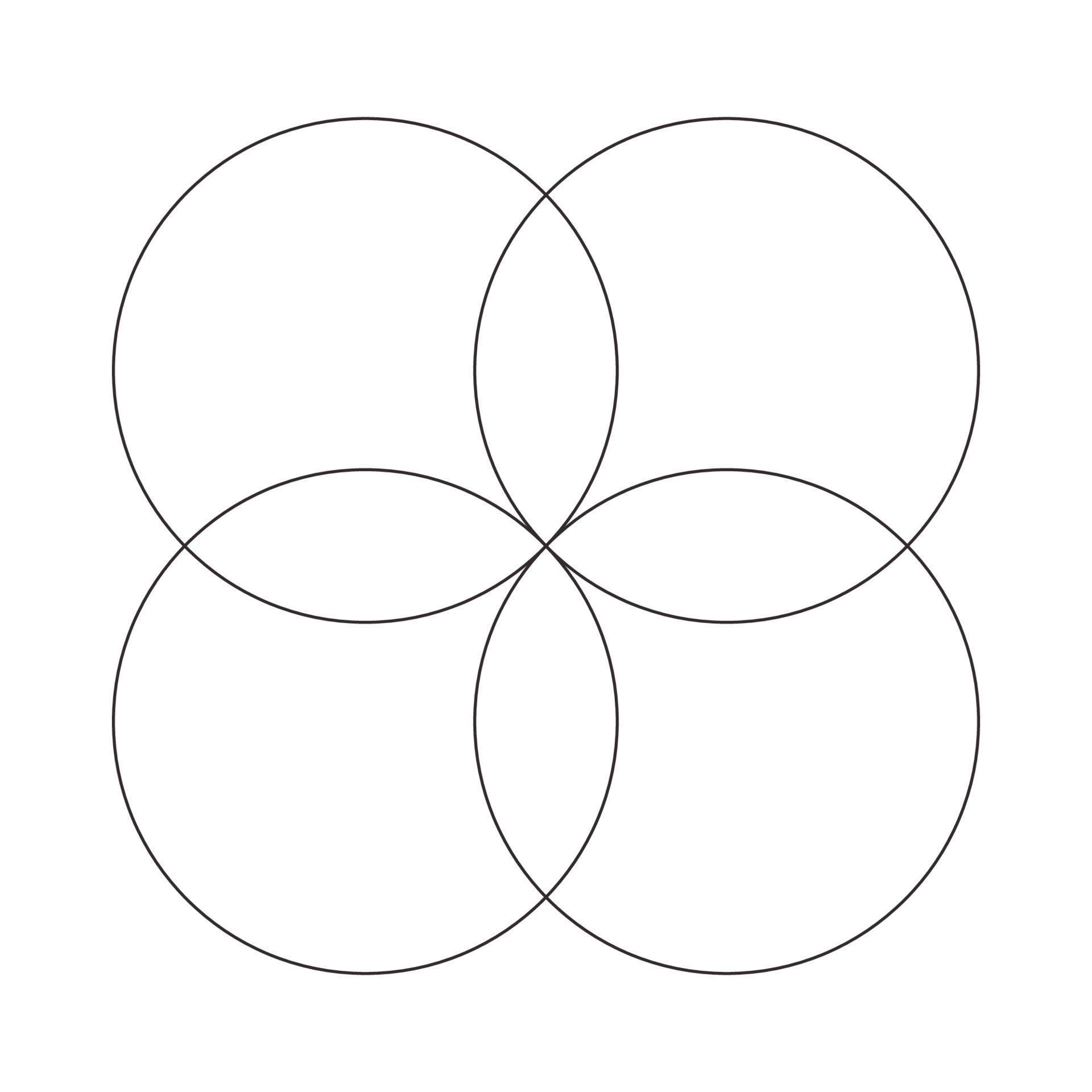 diagrama de venn gráfico vectorial estilo de línea de cuatro círculos diagrama de venn gráfico vectorial estilo de línea de cuatro círculos