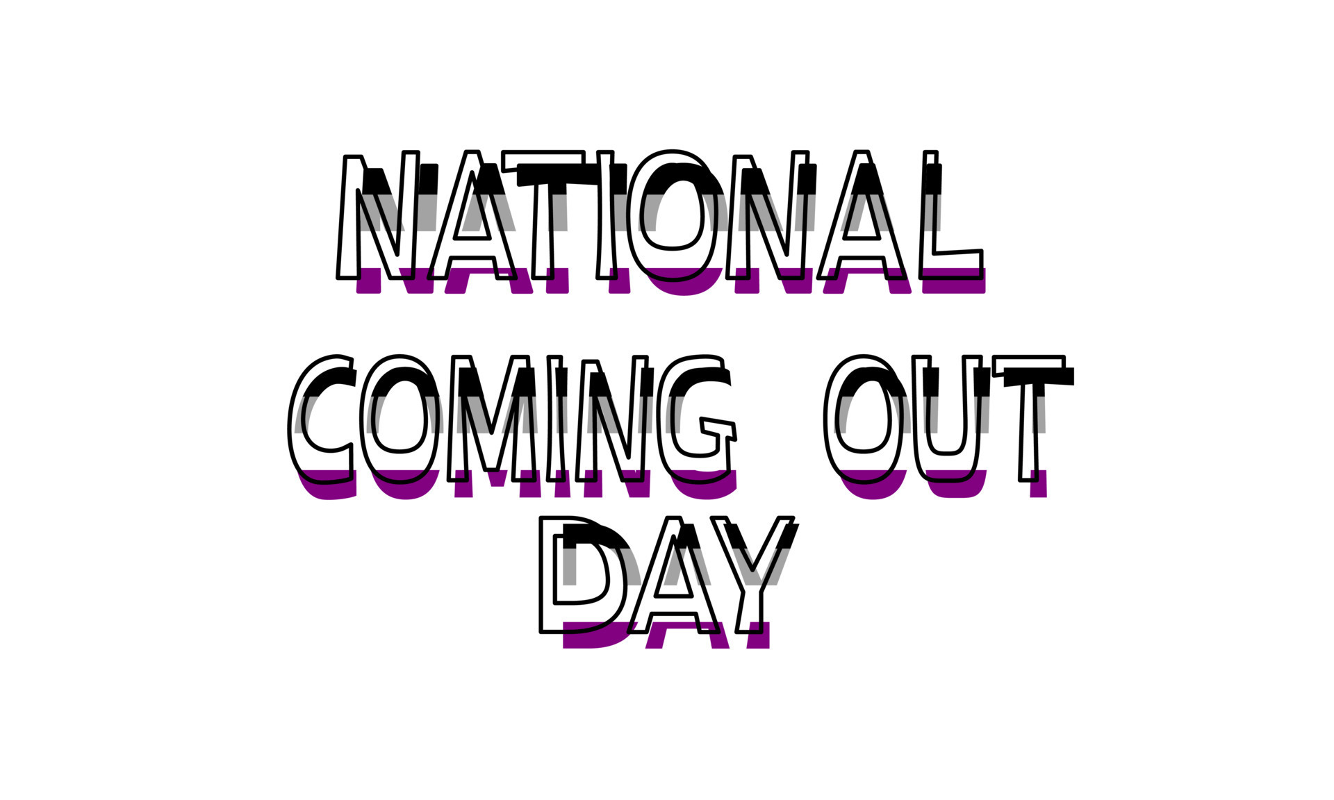 National Coming Out Day October 11 color lettering on a white background. Asexual. LGBT CSD