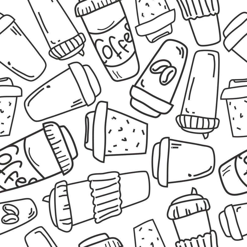 Coffee cup pattern. Vector pattern with cups on white background