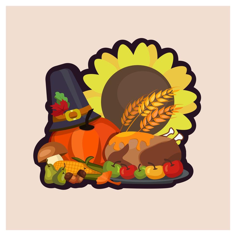 Happy Thanksgiving card, background, poster. Vector illustration