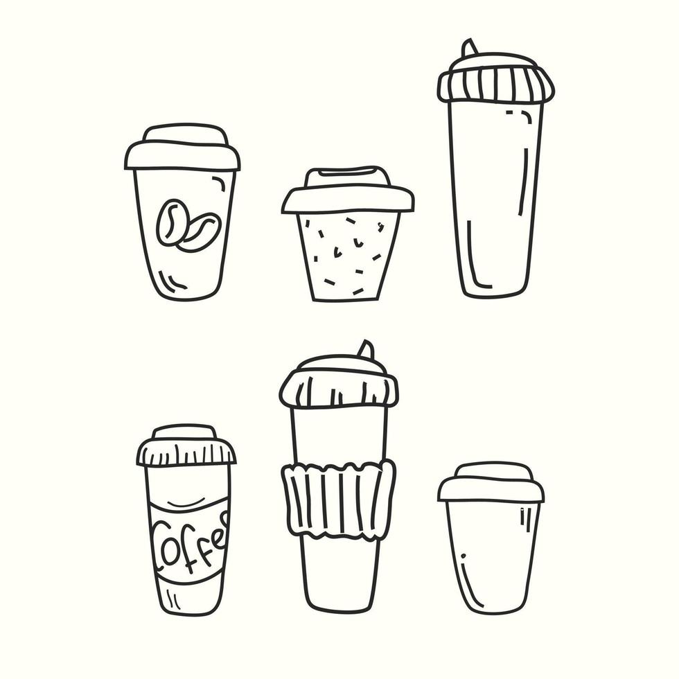 juego de tazas de café. colección de vectores con tazas sobre fondo blanco