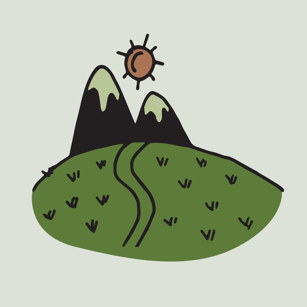 vector image of a mountain in doodle style