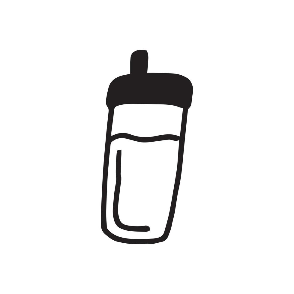 botella de agua para deportes al estilo de doodle vector