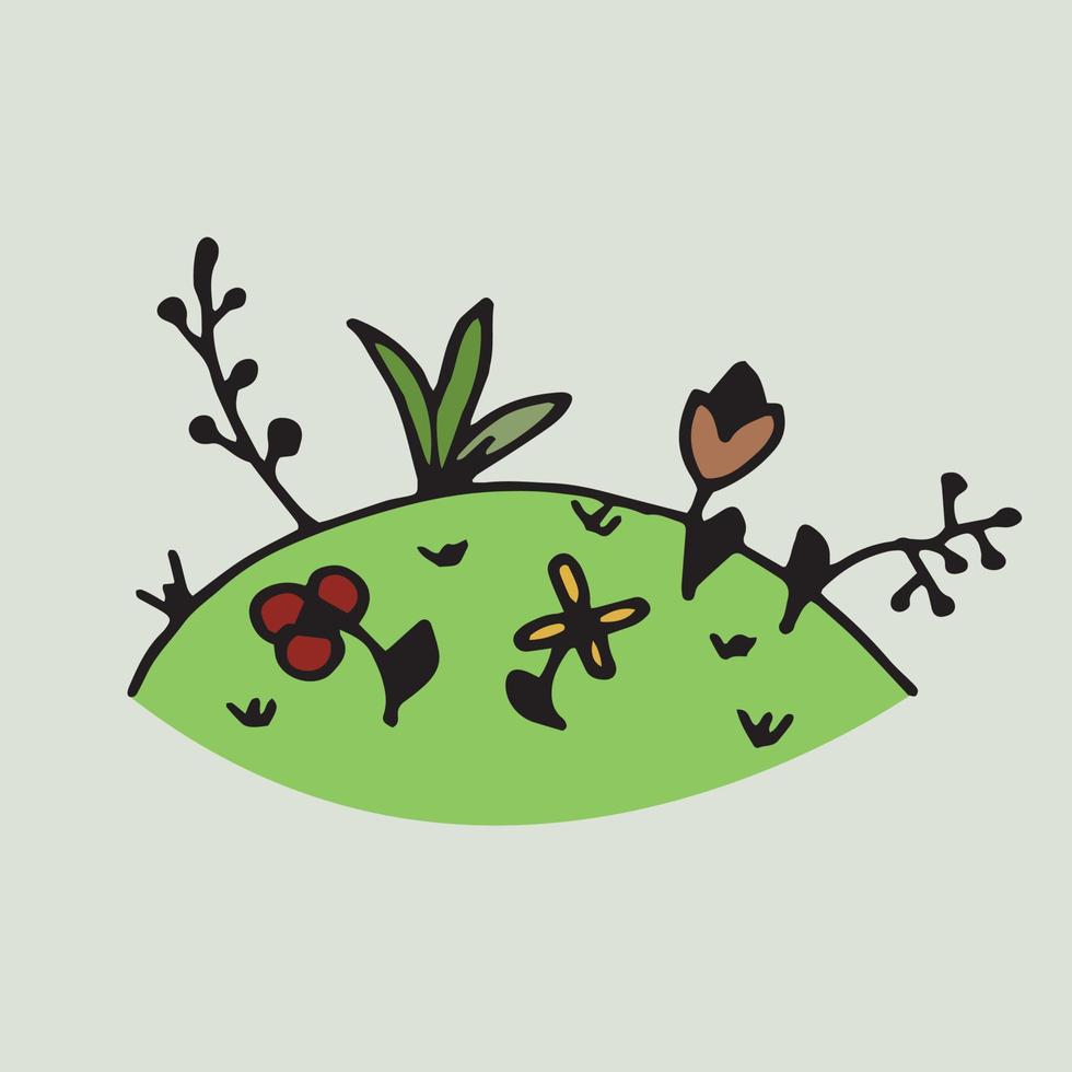 vector image flower meadow in doodle style