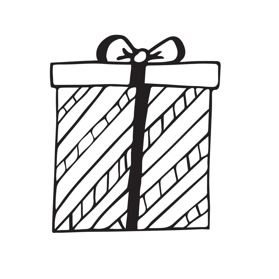 doodle style gift box vector