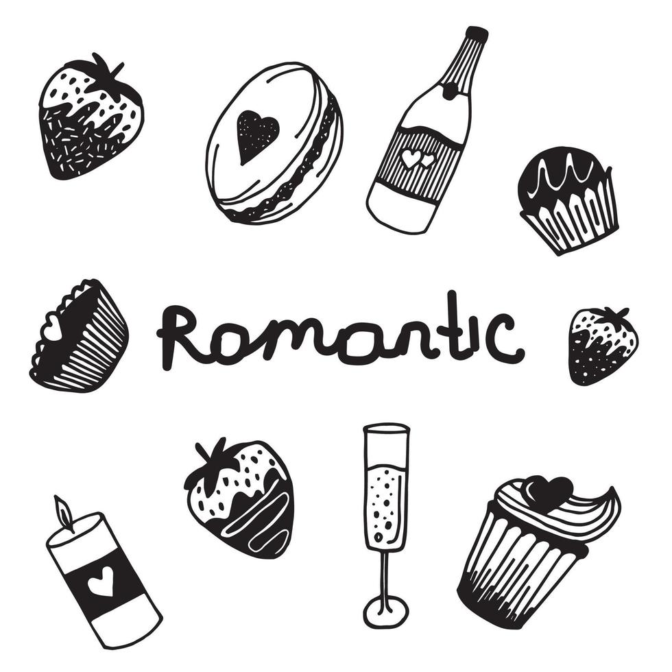 vector illustration of set romantic