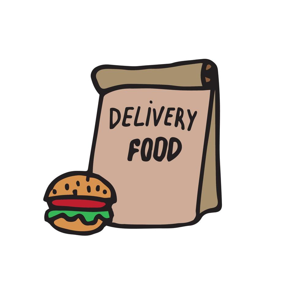 Vector illustration of food delivery in doodle style