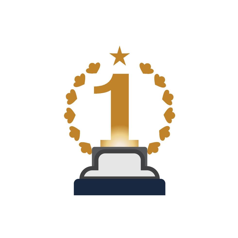 First place trophy cup vector icon illustration
