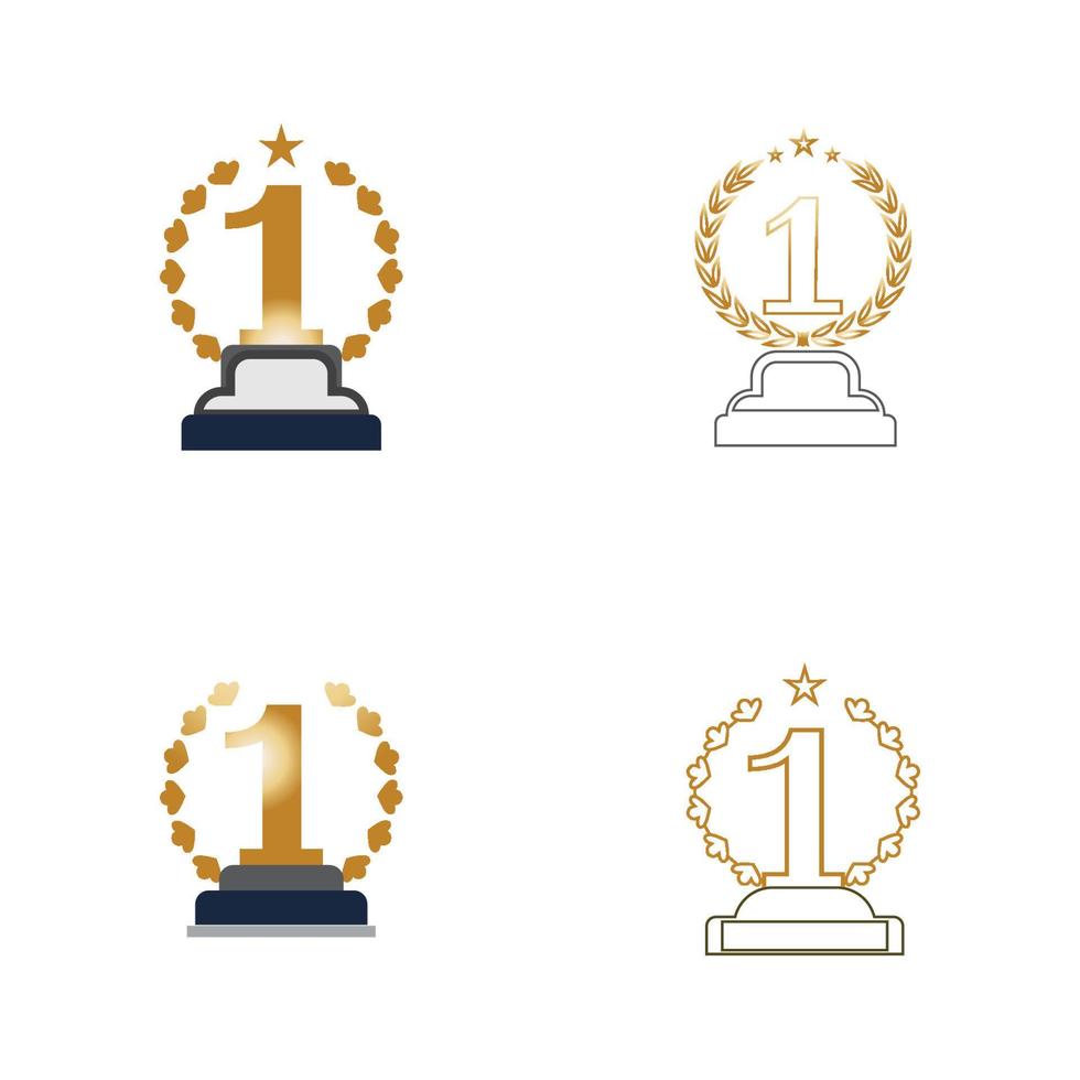 ilustración de icono de vector de copa de trofeo de primer lugar