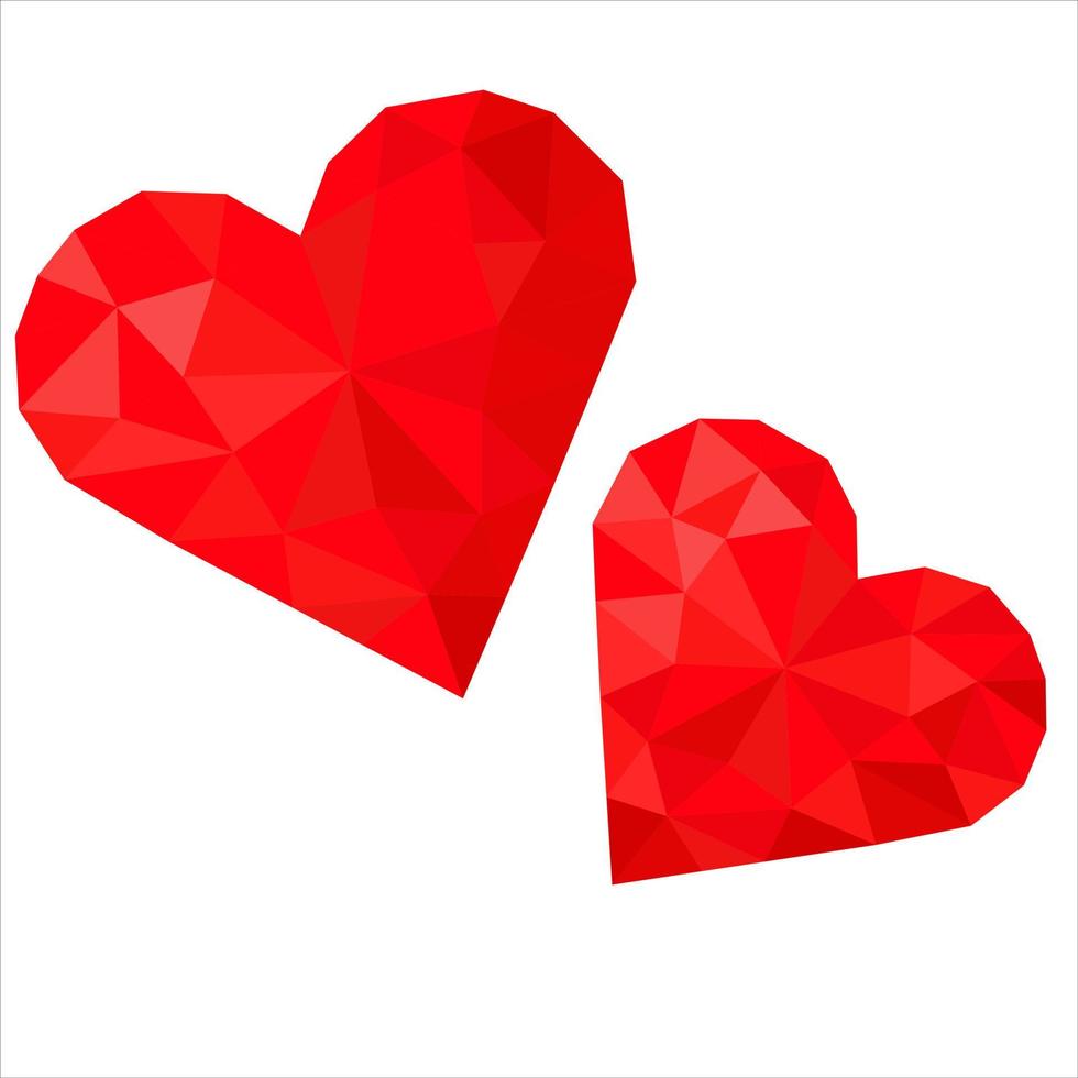 Low poly red heart decoration vector