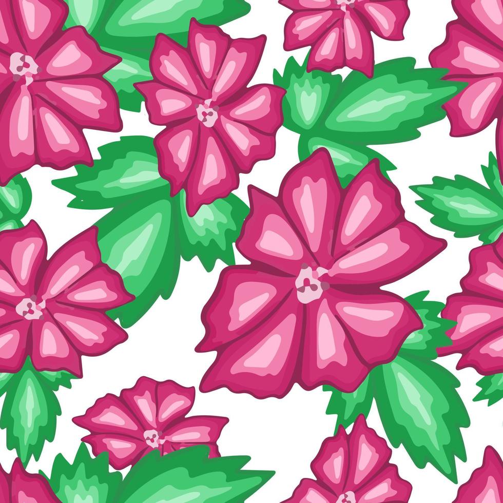 Seamless repeating pattern with pink flowers vector