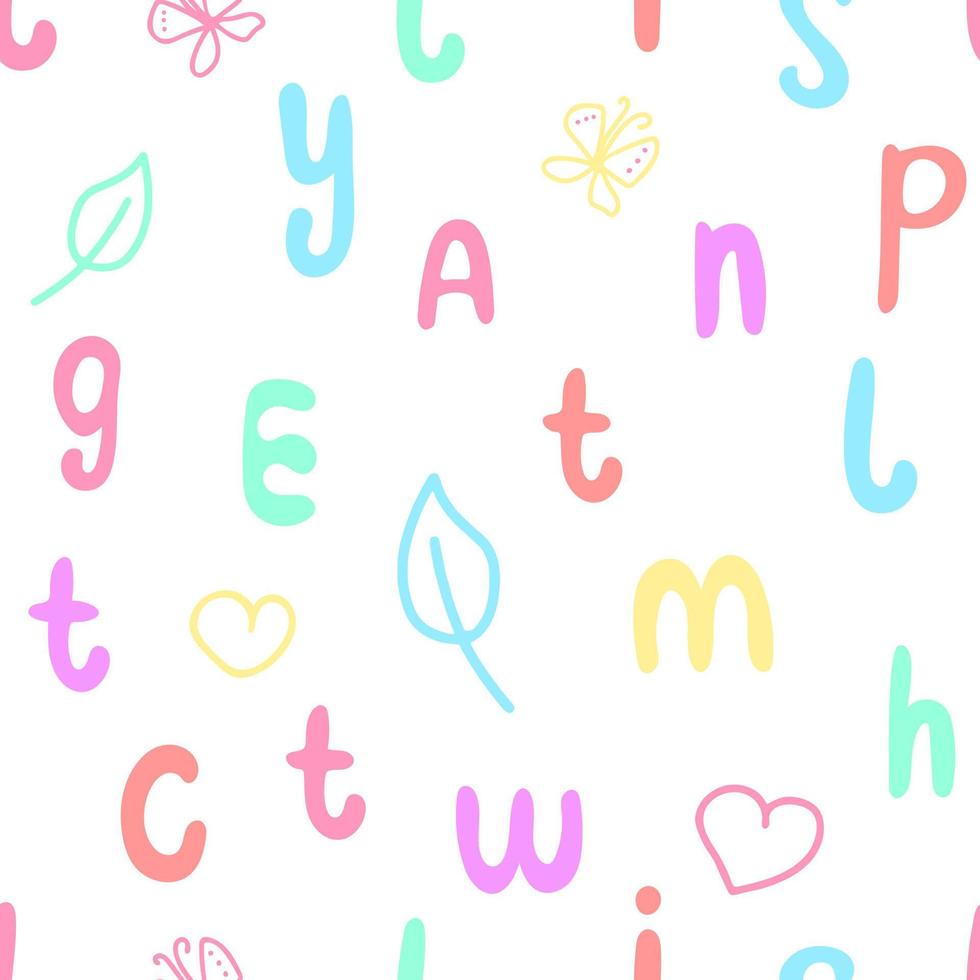 Baby seamless pattern with English letters vector