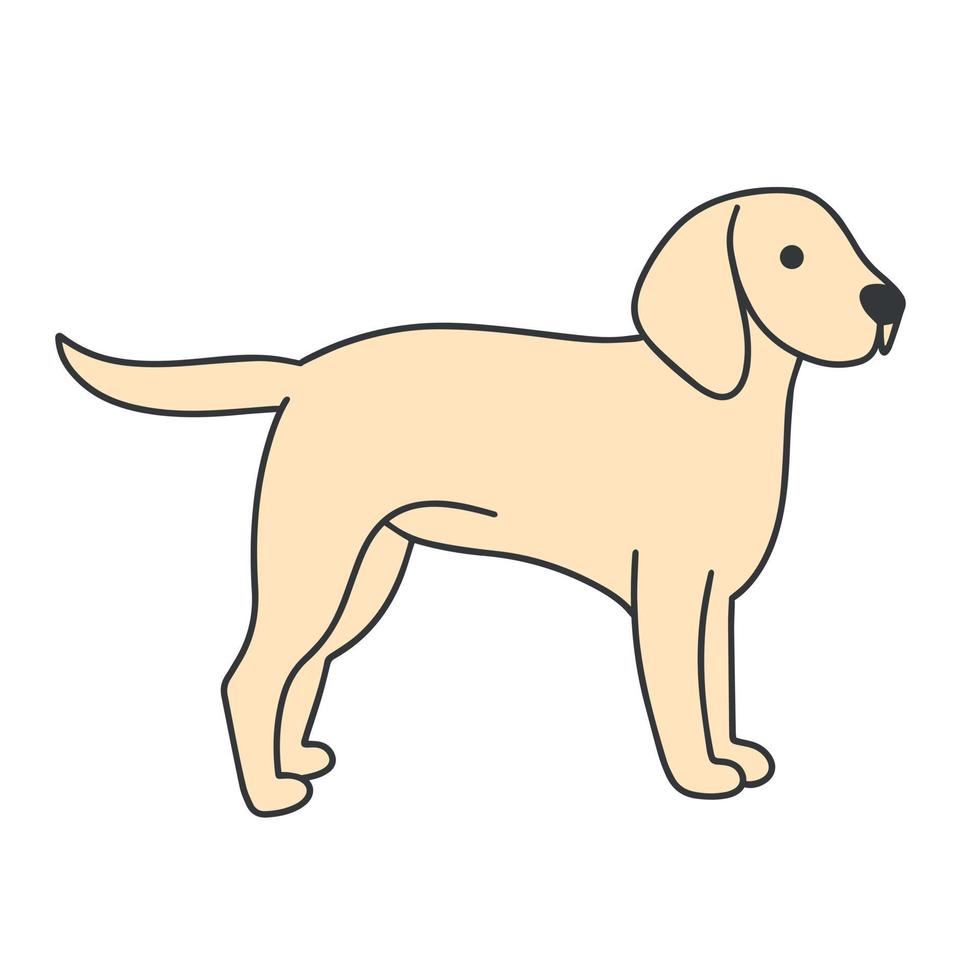 Dog standing side view vector doodle illustration