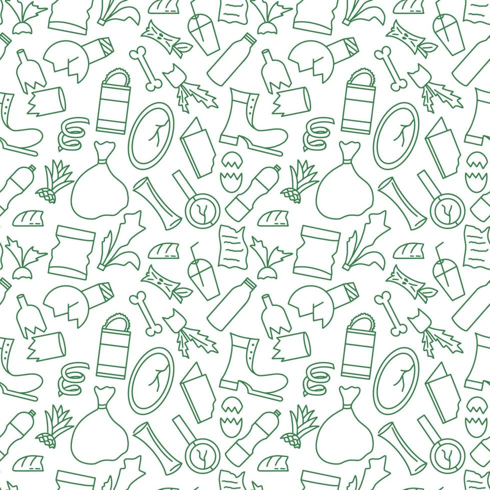 Diverse household trash seamless pattern vector