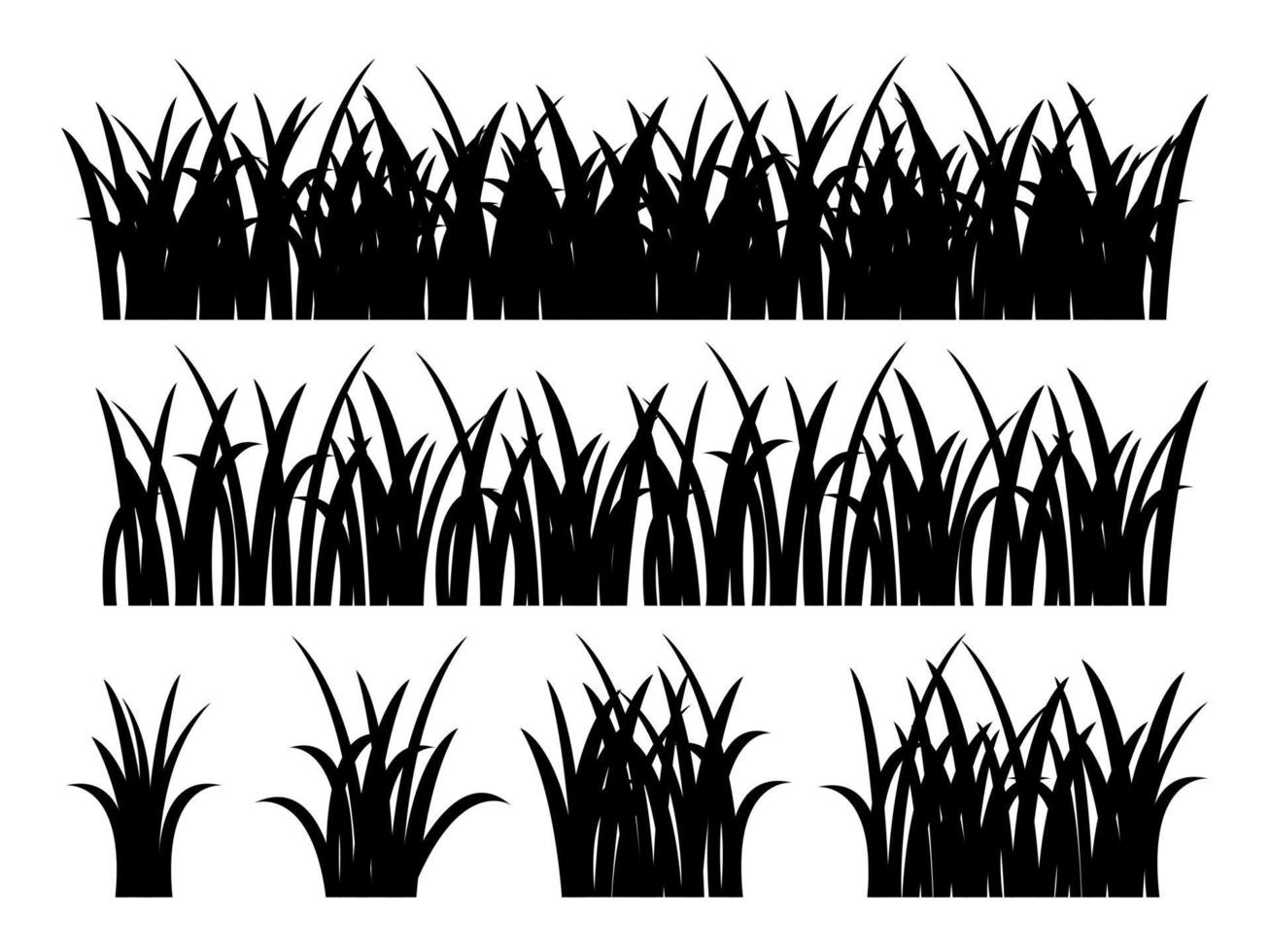 conjunto de vectores de silueta de hierba