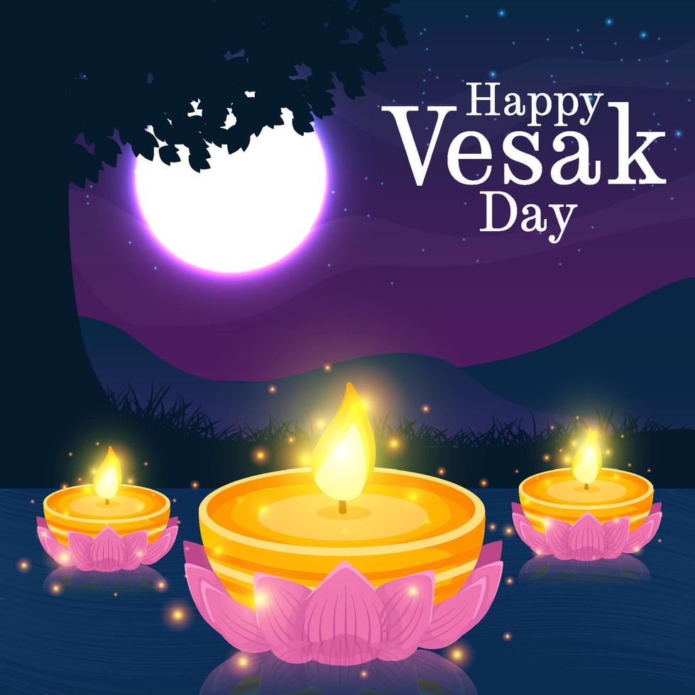 Happy Vesak Day Candle Concept vector