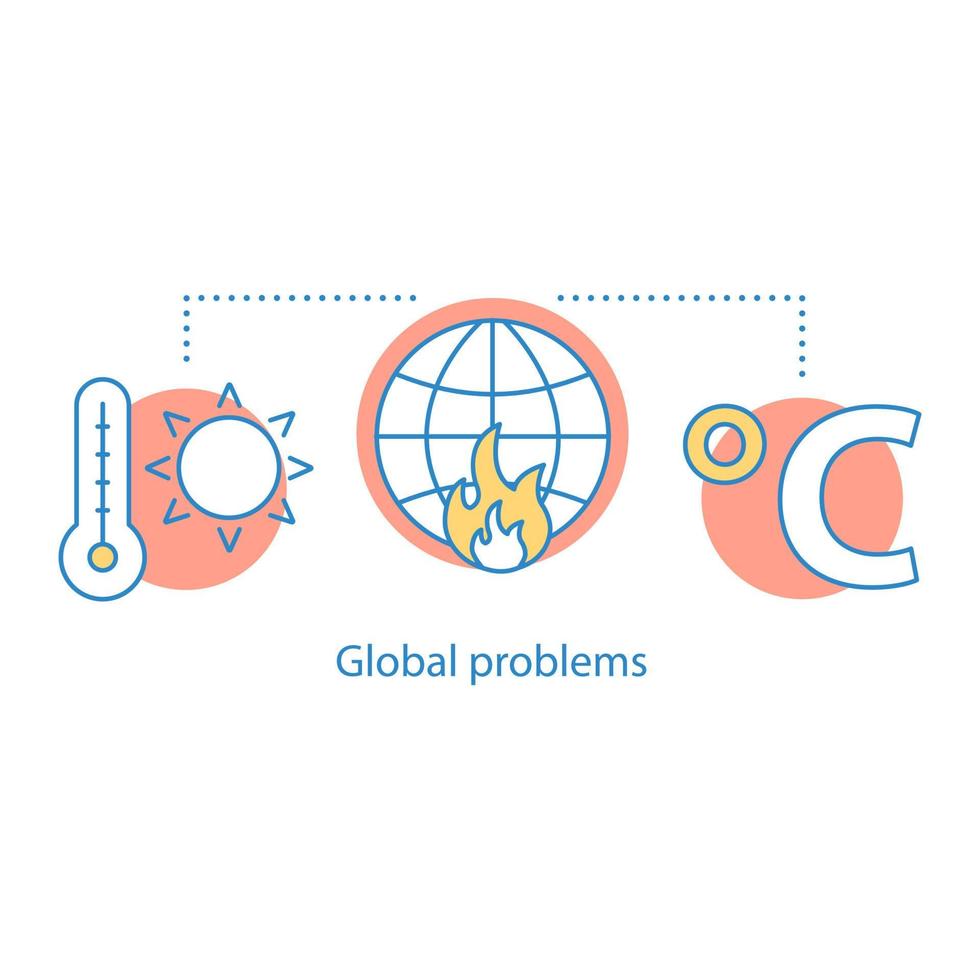 Global warming concept icon. Natural hazard idea thin line illustration. Global problems. Climate changing. Vector isolated outline drawing