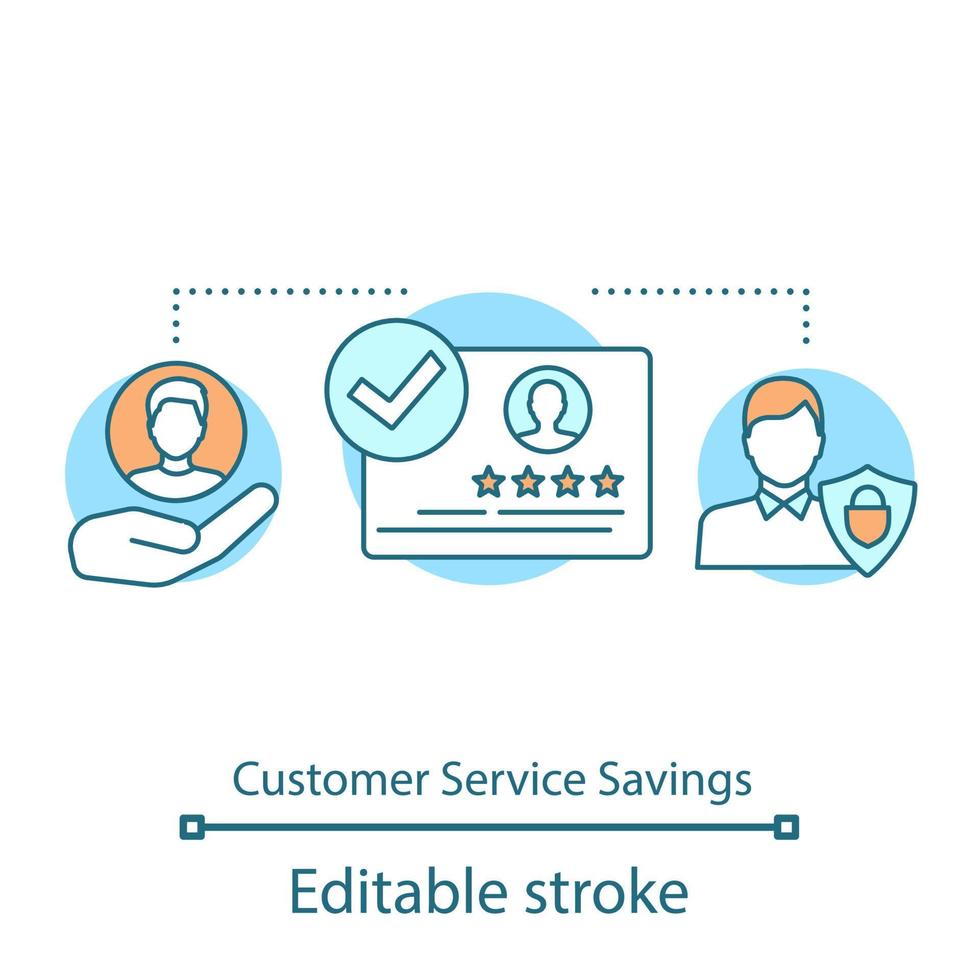 Customer service savings concept icon. Loyalty program. Customer retention, attraction idea thin line illustration. Vector isolated outline drawing. Editable stroke