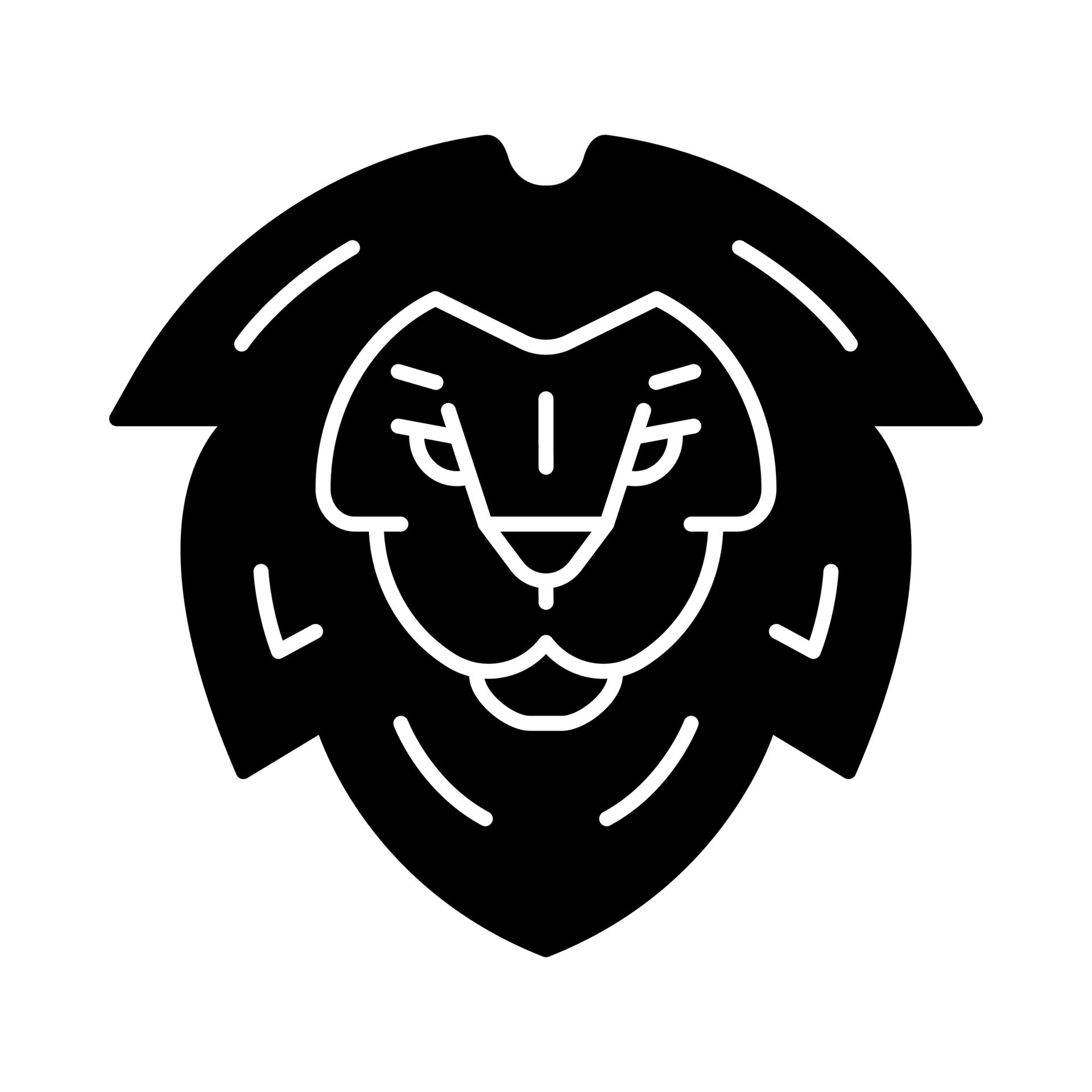 Lion head symbol glyph icon. Leo king. Lion shield logo. Element for