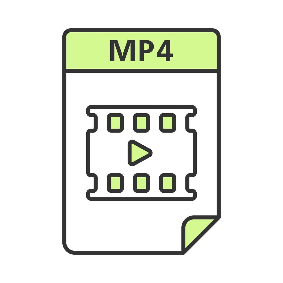 icono de color de archivo mp4. formato de archivo multimedia digital. documento de video y audio. ilustración vectorial aislada vector