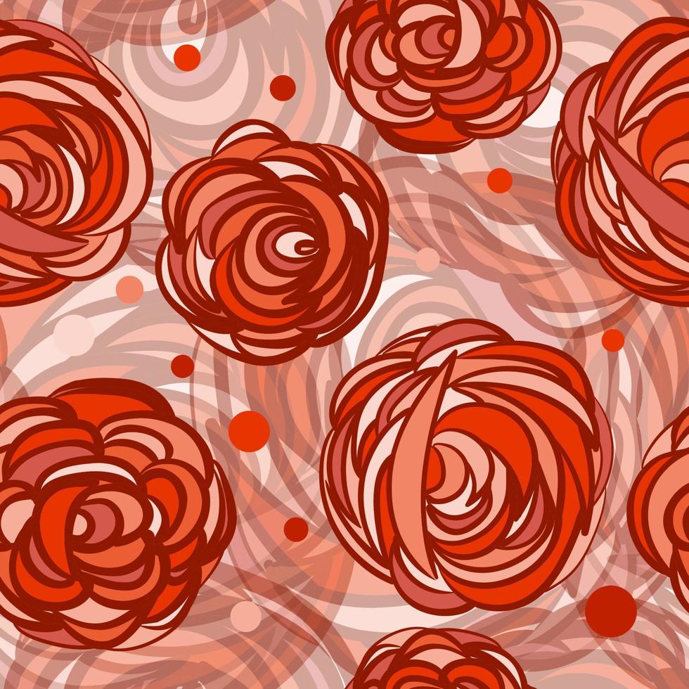 Seamless pattern with abstract flowers and leaves vector